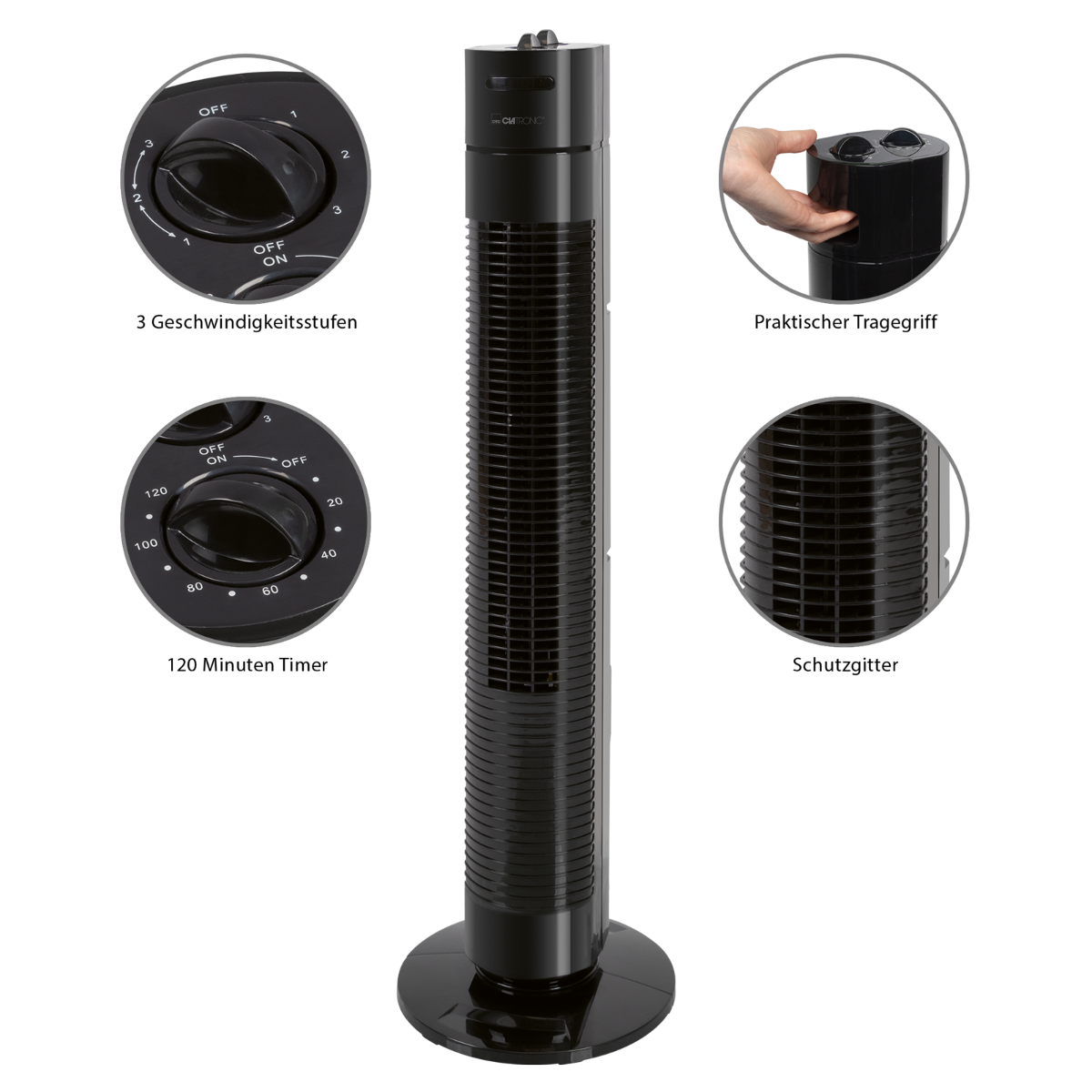 Tornventilaator 78cm Clatronic TVL3770, must - Image 4