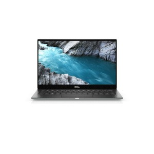 Dell XPS 13 7390 refurbished sülearvuti eestvaade valgel taustal – hõbedane alumiiniumkorpus ja must carbon fiiber sisemus