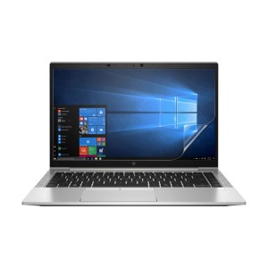 HP EliteBook 845 G7 kasutatud sülearvuti eestvaade valgel taustal – 15,6 tolline Full HD äriklassi ekraan