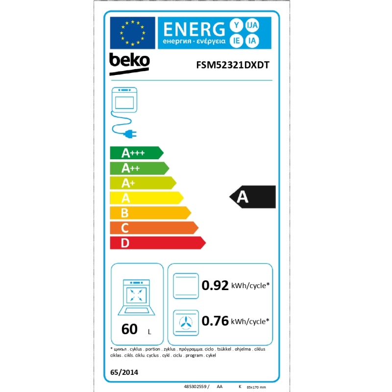 Gaasipliit elektriahjuga Beko FSM52321DXDT - Image 5