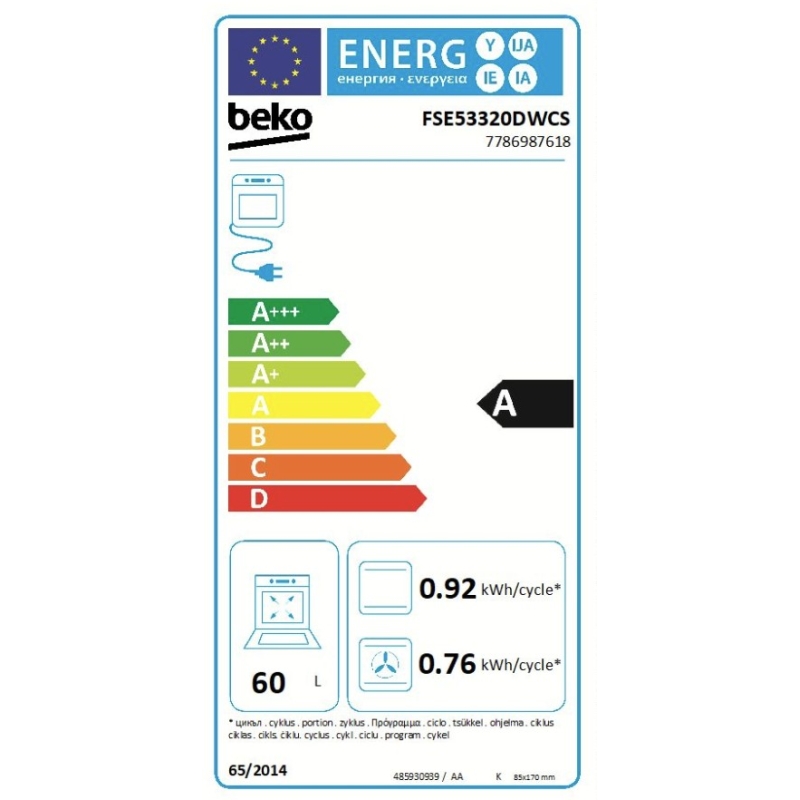 Gaasipliit elektriahjuga Beko FSE53320DWCS - Image 3