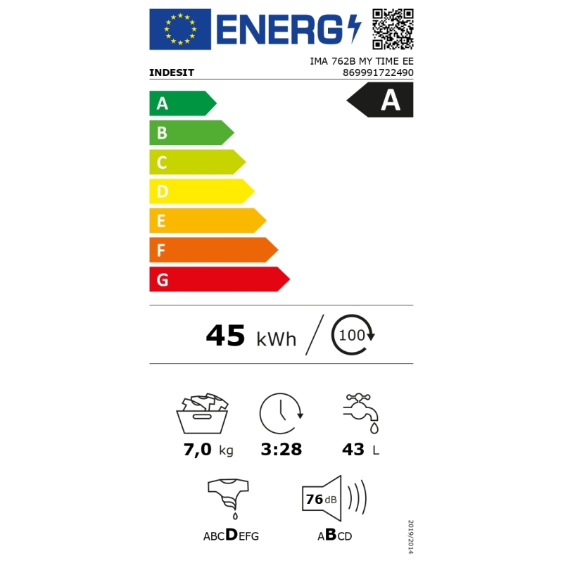 Eestlaetav pesumasin Indesit IMA762BMYTIMEEE - Image 5