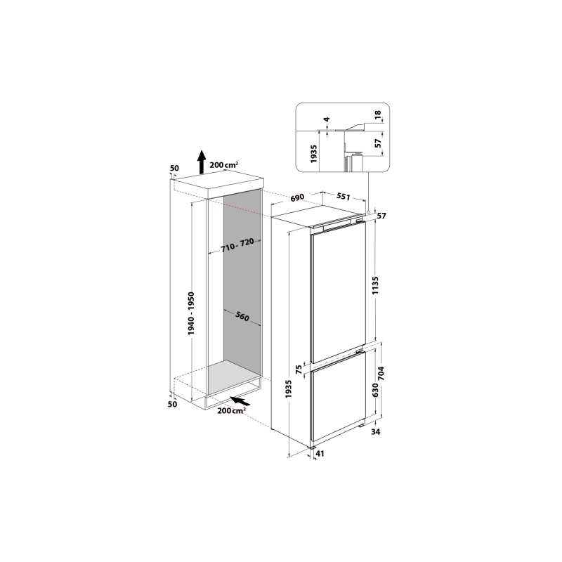 Integreeritav külmik Whirlpool WHSP70T262P - Image 6
