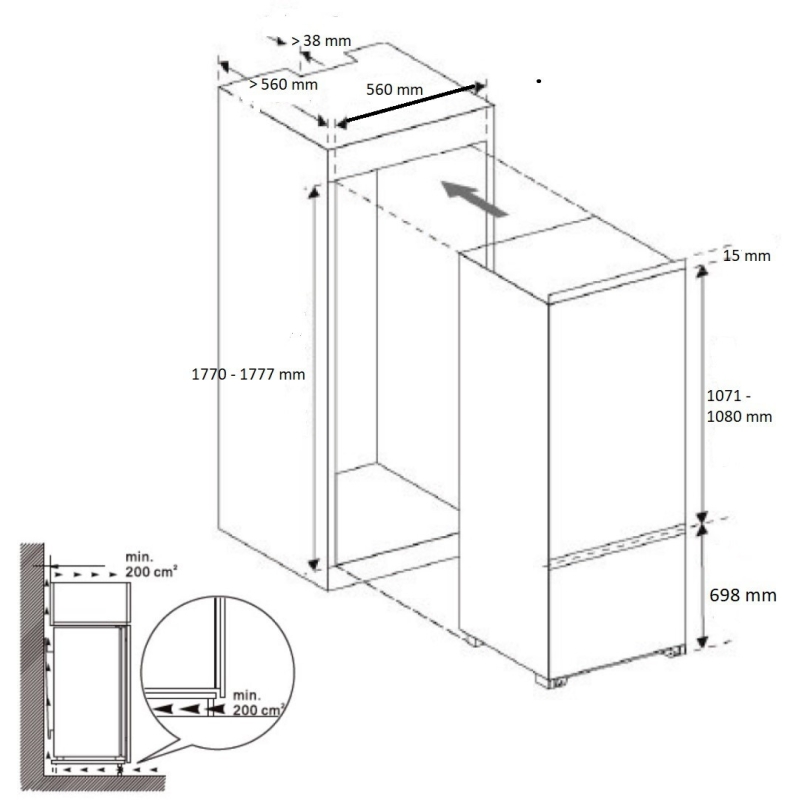 Integreeritav külmik Brandt BIC1724ES - Image 3