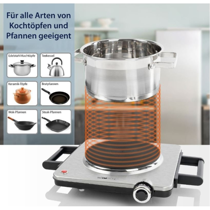 Lauapliit Clatronic 1 plaadiga EKP3788IX, inox - Image 3