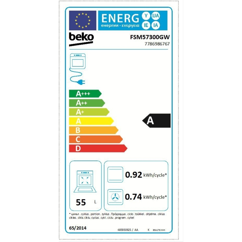 Keraamiline pliit Beko FSM57300GW - Image 2