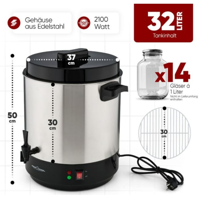 Pastöriseerija-joogimahuti 32L ProfiCook PCEKA1283 - Image 2