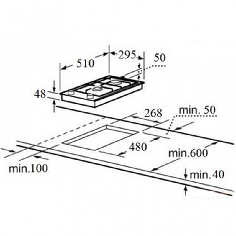 Gaasiplaat Schlosser PGH32GCFFD matt must - Image 2