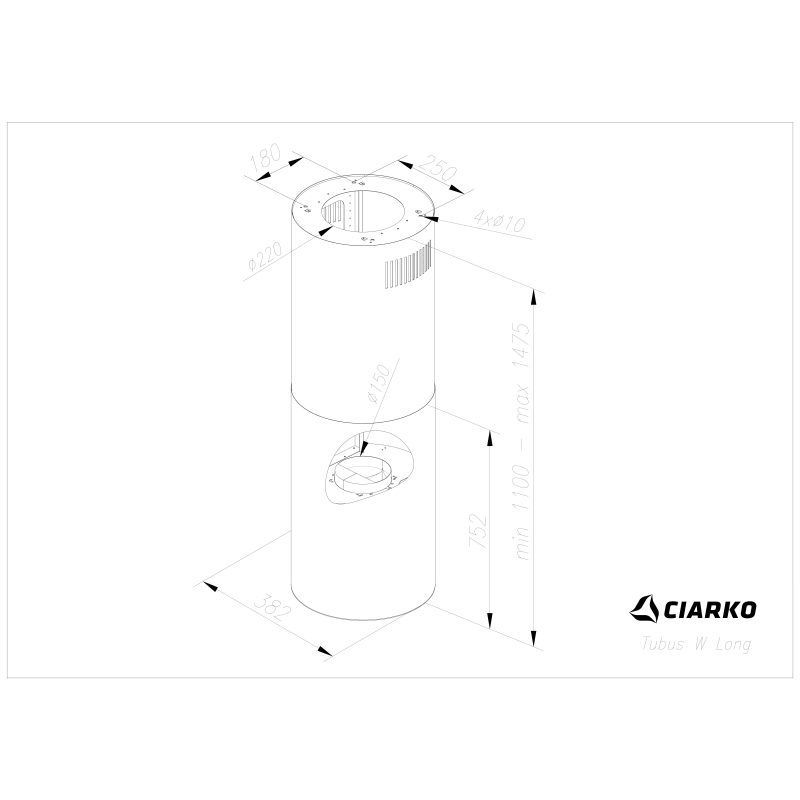 Õhupuhastaja Ciarko Design Tubus Isola Long SmartLink valge - Image 3