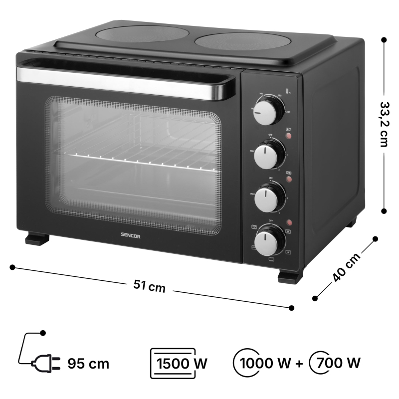 Keraamiline lauapliit ahjuga Sencor SEO3580BK - Pilt 3