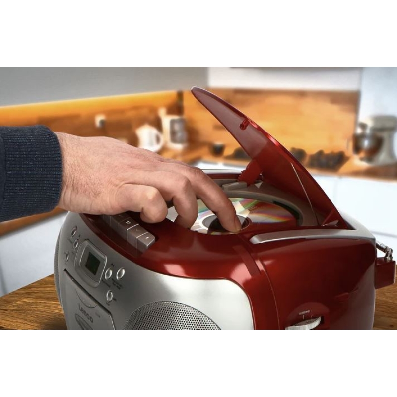 CD-raadio kassetimängijaga Lenco SCD420RD, punane - Pilt 5